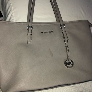 Grey Leather Large Michael Kors Tote Bag